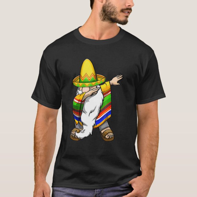 Mexican Dabbing Gnome Cinco De Mayo Poncho Sombrer T-Shirt (Front)