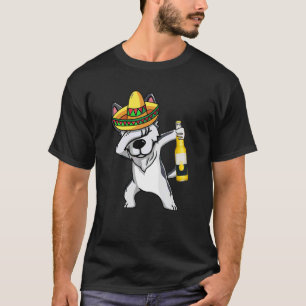 Mexican Dabbing Husky Cinco De Mayo Poncho Sombrer T-Shirt