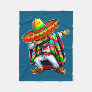 Mexican dabbing poncho cinco de mayo fleece blanket