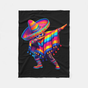 Mexican dabbing sombrero moustache cinco de mayo fleece blanket