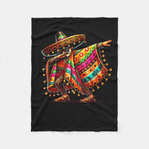Mexican dabbing sombrero moustache cinco de mayo fleece blanket