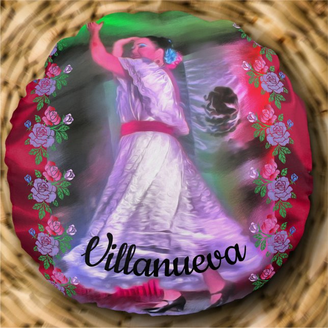 Mexican Dancer  & Roses 0175 Round Cushion (Creator Uploaded)