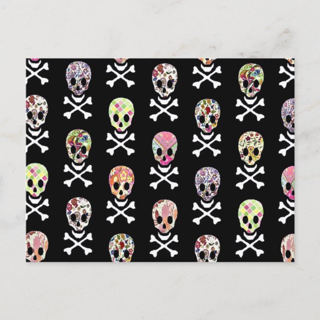Mexican Day of Dead Skull Crossbones Postcard (Front)