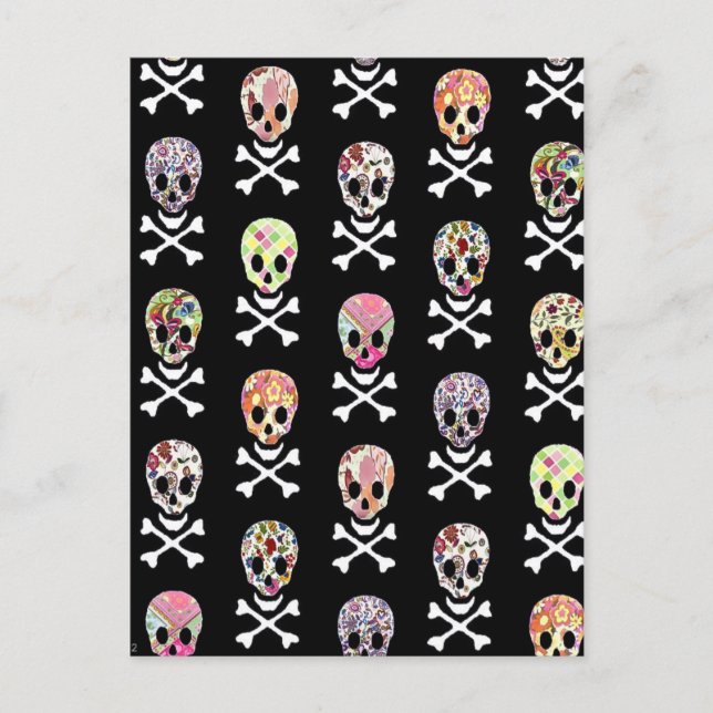 Mexican Day of Dead Skull Crossbones Postcard (Front)
