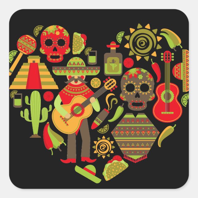 Mexican day of the dead Mexico Square Sticker (Front)