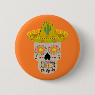Mexican Day of the Dead Skull 6 Cm Round Badge
