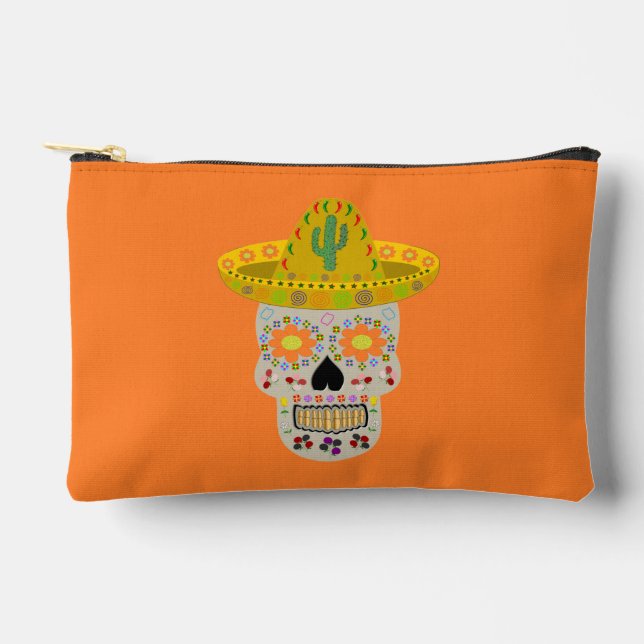 Mexican Day of the Dead Skull  Accessory Pouch (Front)