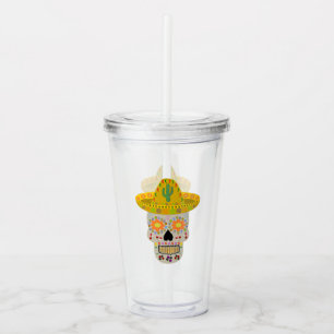 Mexican Day of the Dead Skull Acrylic Tumbler
