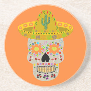 Mexican Day of the Dead Skull  Coaster