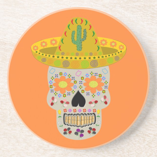 Mexican Day of the Dead Skull  Coaster (Front)