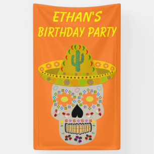 Mexican Day of the Dead Skull Custom Banner