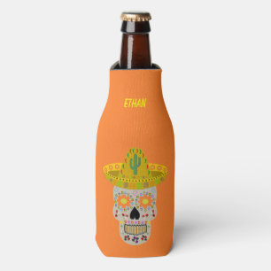 Mexican Day of the Dead Skull Custom Bottle Cooler