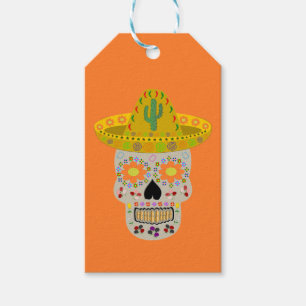 Mexican Day of the Dead Skull Custom Gift Tags