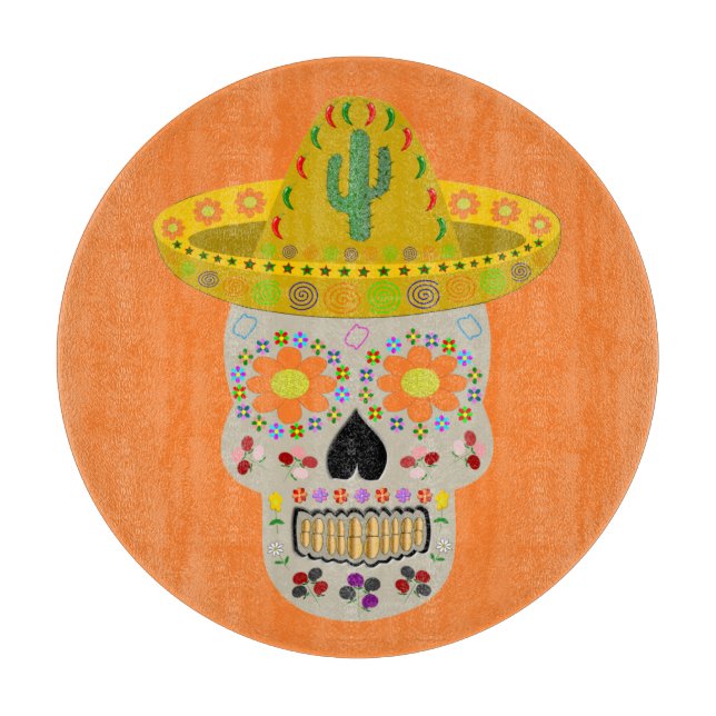 Mexican Day of the Dead Skull  Cutting Board (Front)