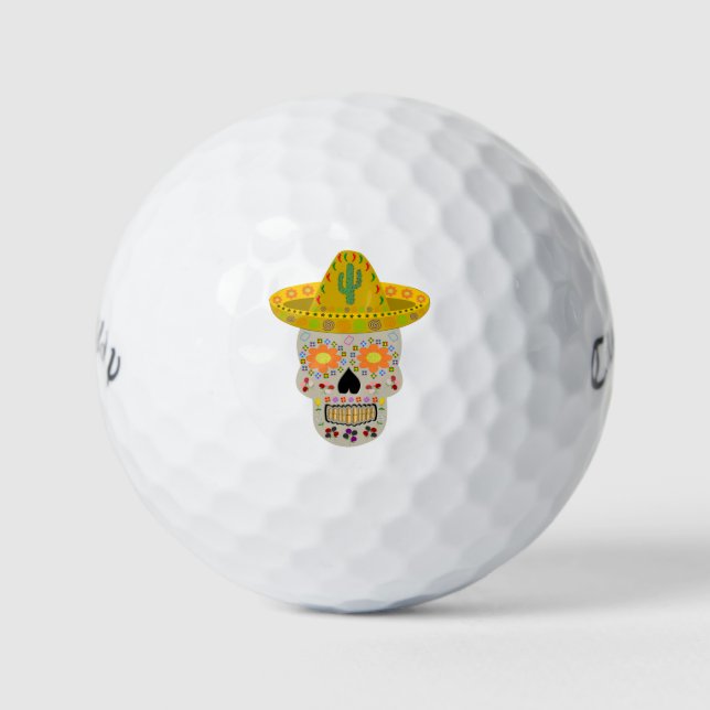 Mexican Day of the Dead Skull  Golf Balls (Front)