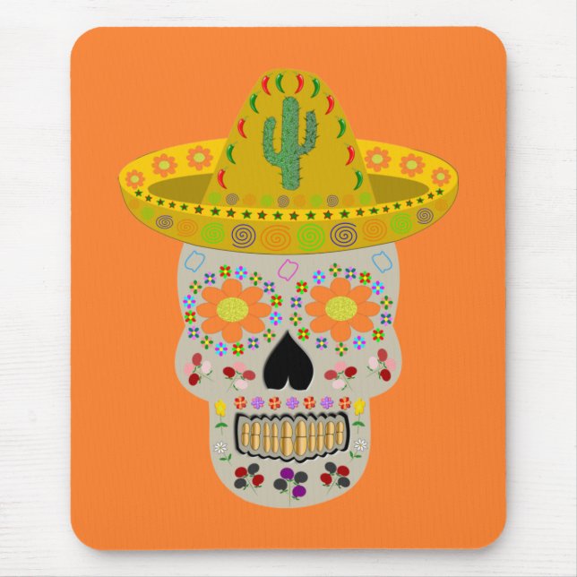 Mexican Day of the Dead Skull  Mouse Pad (Front)