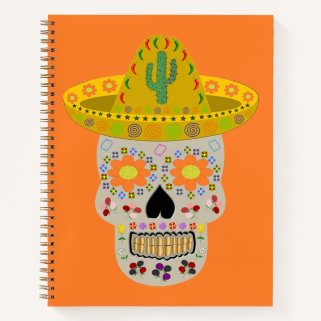 Mexican Day of the Dead Skull  Notebook (Front)