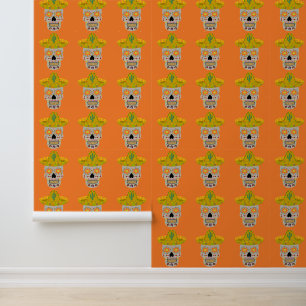 Mexican Day of the Dead Skull Patterned Wallpaper