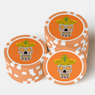 Mexican Day of the Dead Skull Poker Chips