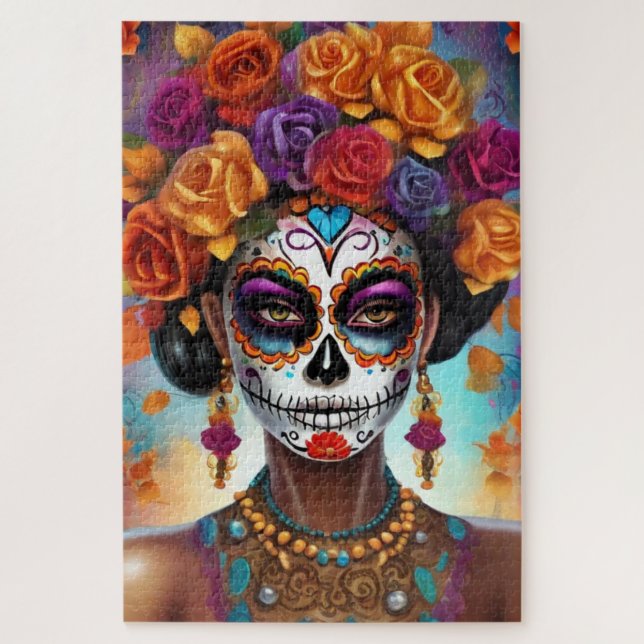 Mexican Day of the Dead Sugar Skull Girl Jigsaw Puzzle (Vertical)