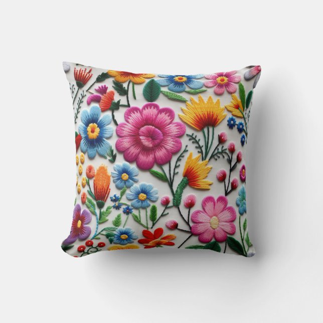 Mexican Decorative Pillows Colourful Flowers (Front)