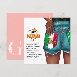 Mexican Denim Girl Graduation Party Invitation