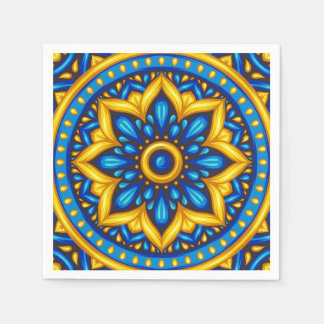 Mexican Design of Blue and Yellow  Napkin