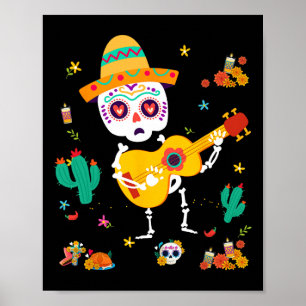 Mexican Dia De Los Muertos Skeletons Dancing Kids Poster