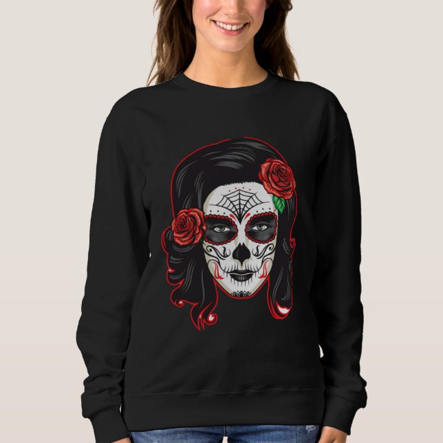 Mexican Dia de lus Muertos Calavera Day of the Dea Sweatshirt (Front)