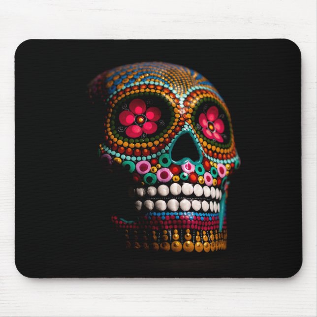 Mexican Dia of the Dead Skeleton Art Death Art Mouse Pad (Front)