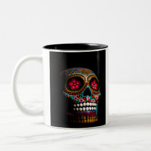Mexican Dia of the Dead Skeleton Art Death Art Two-Tone Coffee Mug