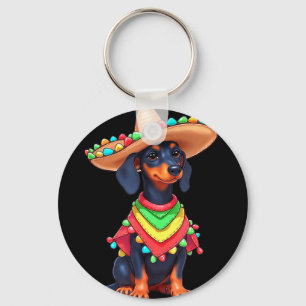 Mexican dog fiesta funny cinco de mayo dog key ring