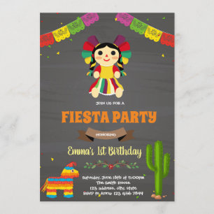 Mexican doll birthday invitation