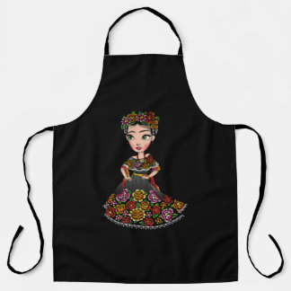 mexican doll with flowers apron
