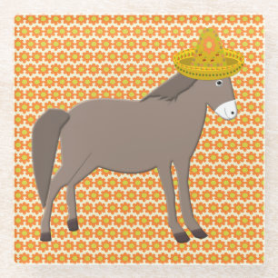 Mexican Donkey Day of the Dead Glass Coaster
