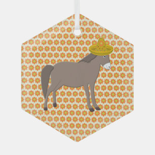 Mexican Donkey Day of the Dead Glass Tree Decoration