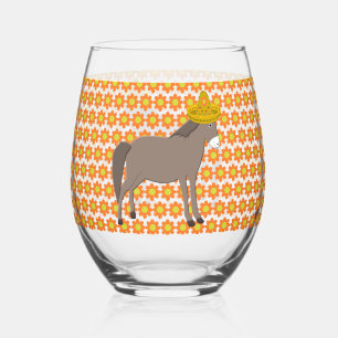 Mexican Donkey Day of the Dead Stemless Wine Glass