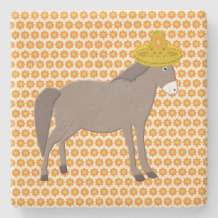 Mexican Donkey Day of the Dead Stone Coaster