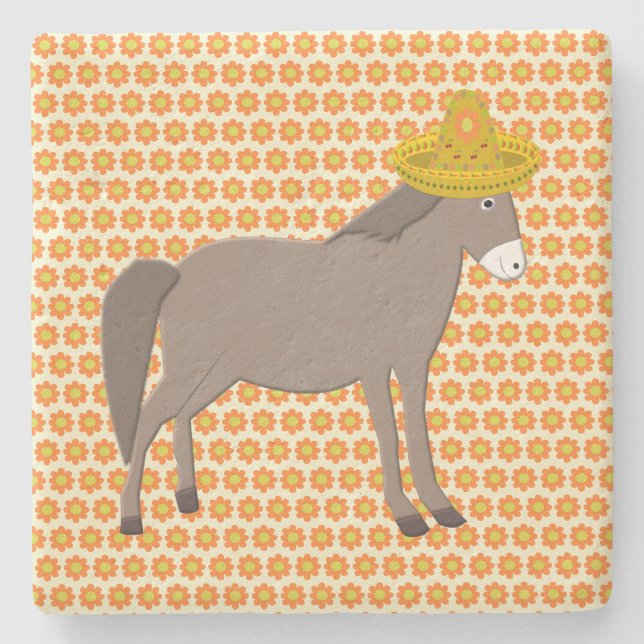 Mexican Donkey Day of the Dead Stone Coaster (Front)
