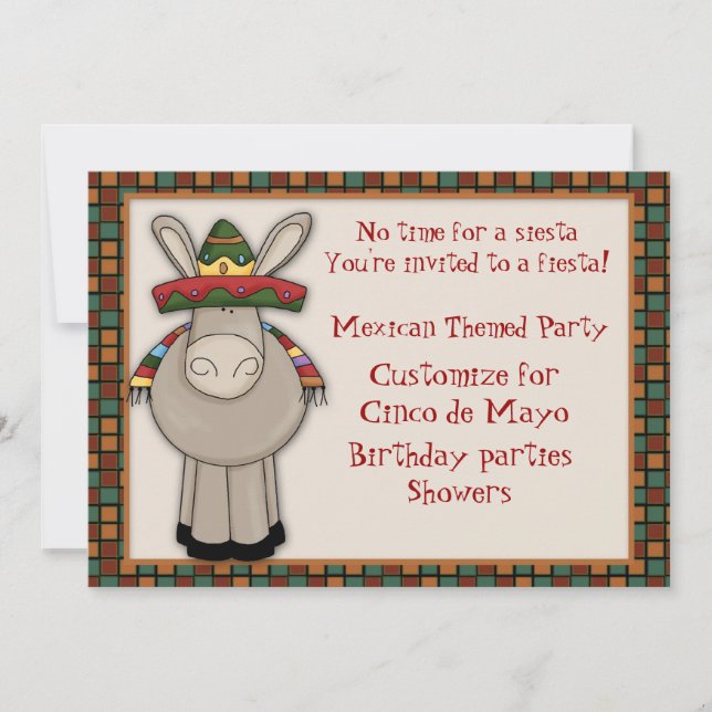 Mexican Donkey Themed Invitation (Front)