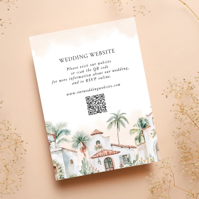 Mexican Dream Destination QR Code Wedding Details  Enclosure Card (Creator Uploaded)