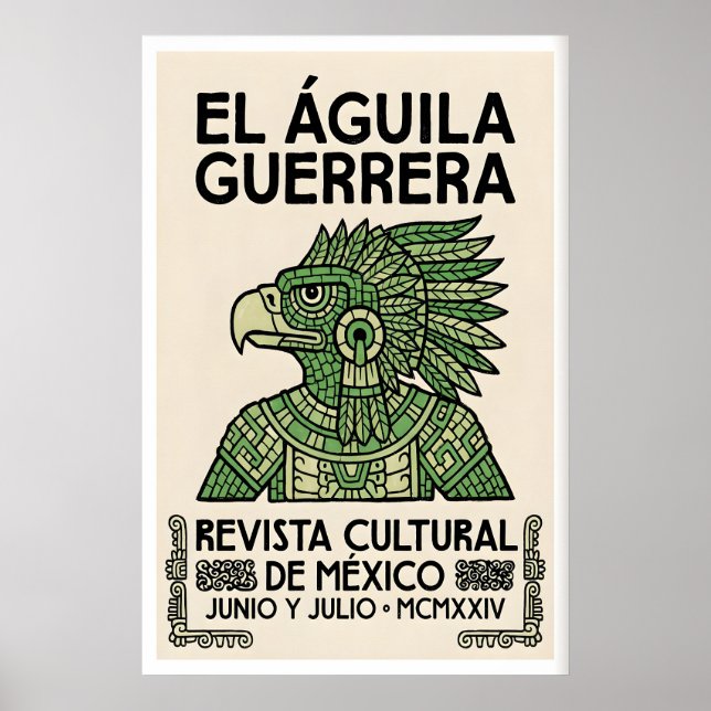 Mexican Eagle Poster Aztec Warrior Design (Front)