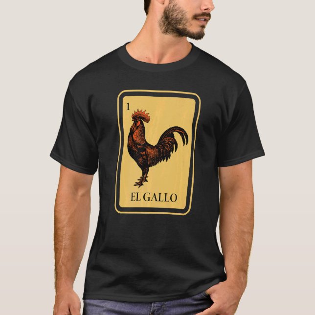 Mexican El Gallo Bingo Card Game Raffle Traditiona T-Shirt (Front)