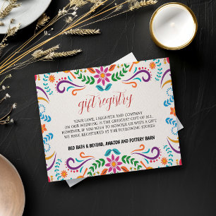 Mexican Elegant Colourful Floral Fiesta Wedding Enclosure Card
