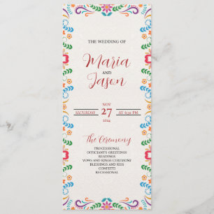 Mexican Elegant Colourful Floral Fiesta Wedding Program