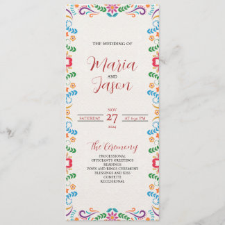 Mexican Elegant Colourful Floral Fiesta Wedding Program