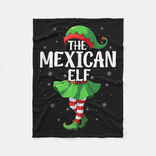Mexican Elf Christmas Girls Women Elf Squad Xmas F Fleece Blanket (Front)