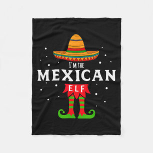 Mexican Elf Christmas Sombrero Feliz Navidad Gift  Fleece Blanket