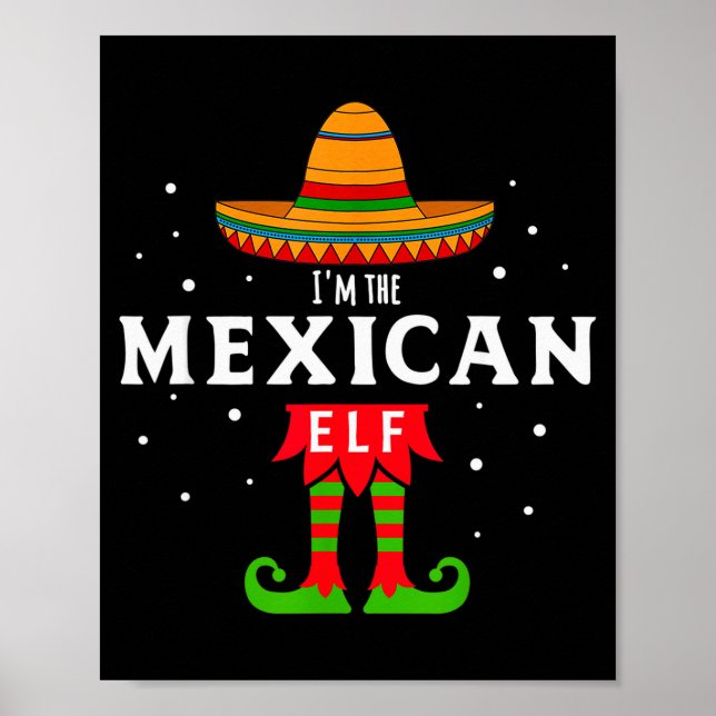 Mexican Elf Christmas Sombrero Feliz Navidad Gift  Poster (Front)