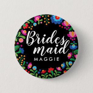 Mexican Embroidery Bridesmaid Name 6 Cm Round Badge